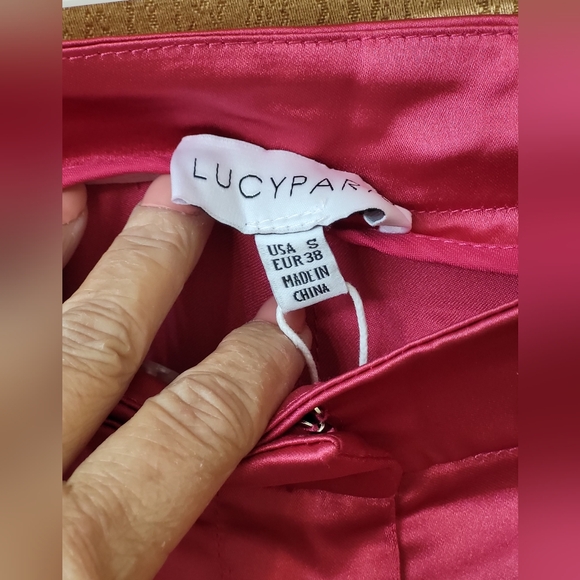 Lucyparis fuchsia satin double-breasted jacket & pant suit women's size Small. - Picture 10 of 16